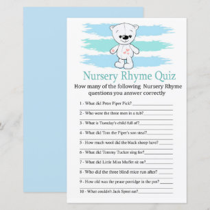 Polar beer Nursery Rhyme Quiz baby shower game