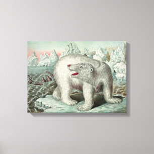 Polar Beer on Iceberg  Illustration 18x13" Canvas Afdruk