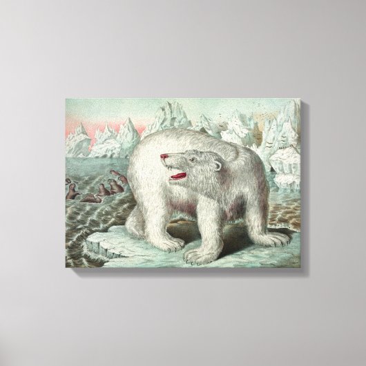 Polar Beer on Iceberg  Illustration 18x13" Canvas Afdruk (Voorkant)