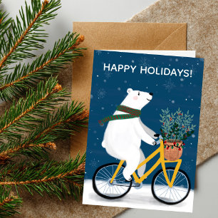 Polar Beer op de fiets Charmante Schattigee kerst Feestdagen Kaart