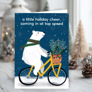 Polar Beer op de fiets Grappig Schattigee kerst Cu Feestdagen Kaart