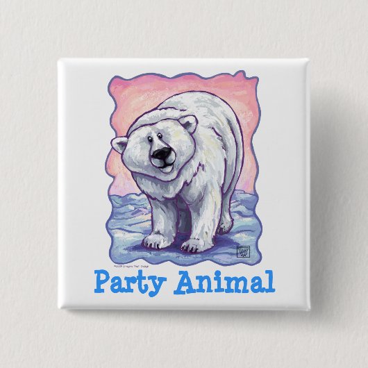 Polar Beer Party Center Vierkante Button 5,1 Cm (Voorkant)