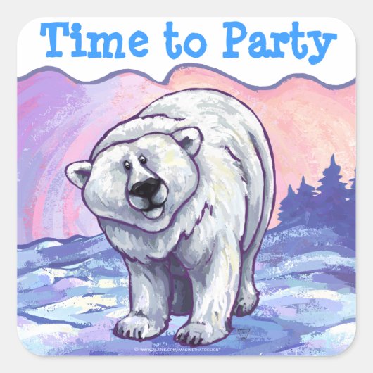 Polar Beer Party Center Vierkante Sticker (Voorkant)