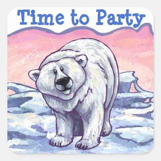 Polar Beer Party Center Vierkante Sticker (Voorkant)
