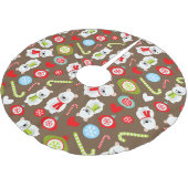 Polar Beer Pattern Candy Cane - Brown Kerstboom Rok (Gekanteld)