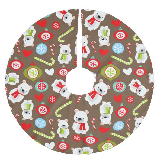Polar Beer Pattern Candy Cane - Brown Kerstboom Rok (Voorkant)