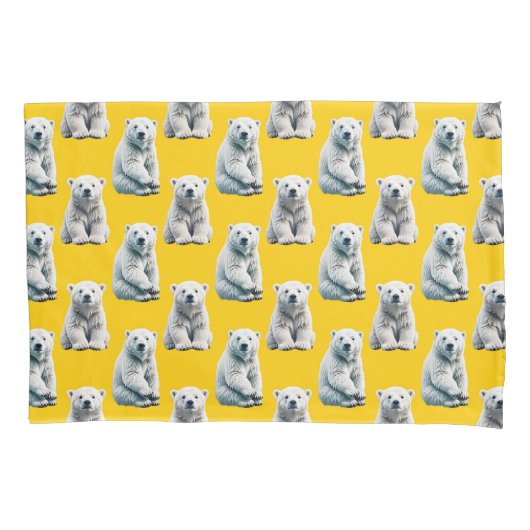 Polar Beer Pattern Design op geel Kussensloop (Voorkant)