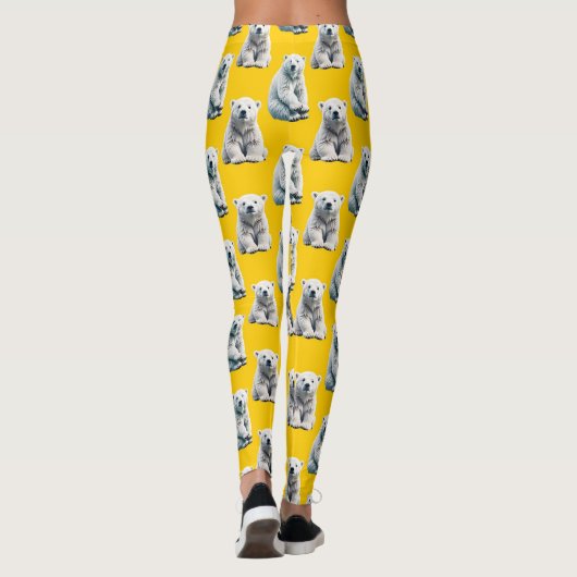Polar Beer Pattern Design op geel Leggings (Achterkant)
