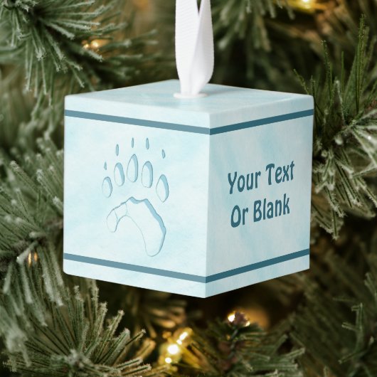 Polar Beer Paw Print Kubus Ornament (Boom)