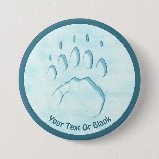 Polar Beer Paw Print Ronde Button 7,6 Cm (Voorkant)