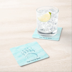 Polar Beer Paw Print Vierkante Kartonnen Onderzetter