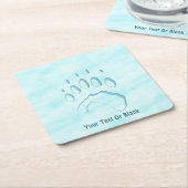 Polar Beer Paw Print Vierkante Kartonnen Onderzetter (Schuin)