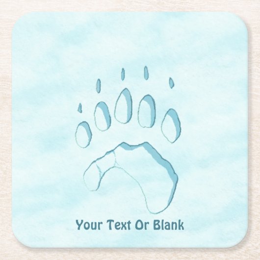 Polar Beer Paw Print Vierkante Kartonnen Onderzetter (Voorkant)