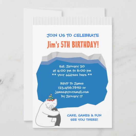Polar Beer & Penguin Birthday Party Invitation Kaart (Voorkant)
