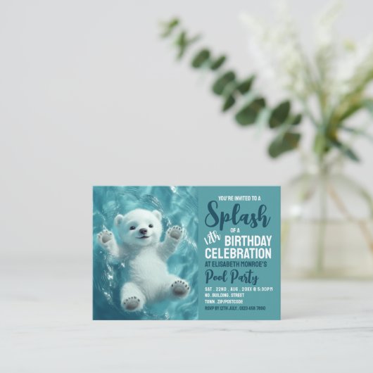 Polar Beer, Pool Party Verjaardag Handout Tickets (Staand voorkant)