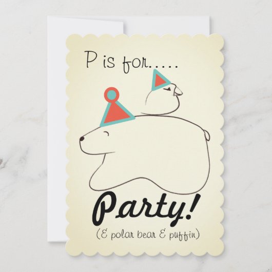 Polar Beer & Puffin Birthday Party Invitation Kaart (Voorkant)