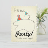 Polar Beer & Puffin Birthday Party Invitation Kaart (Staand voorkant)