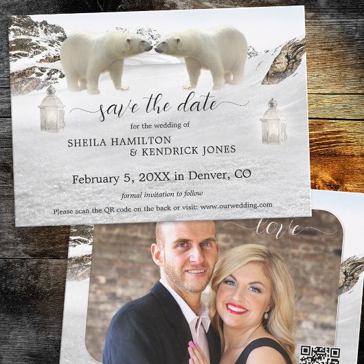 Polar Beer QR Code Photo Winter Save the Date Kaar