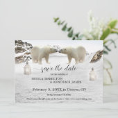 Polar Beer QR Code Photo Winter Save the Date Kaar (Staand voorkant)