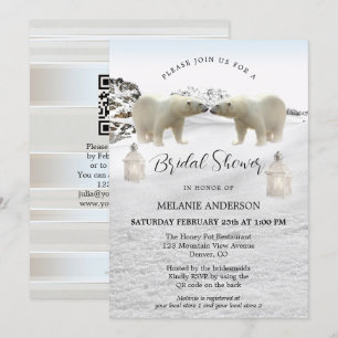 Polar Beer QR Code Winter Bridal Shower Uitnodigin Kaart