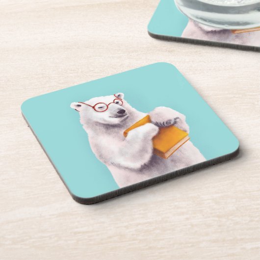 Polar Beer Reading Art – Boekenliefhebber Bier Onderzetter (Linkerzijde)