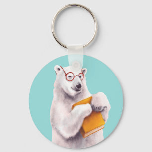Polar Beer Reading Art – Boekenliefhebber Sleutelhanger