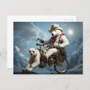 Polar beer rijden deel dierenfiets briefkaart