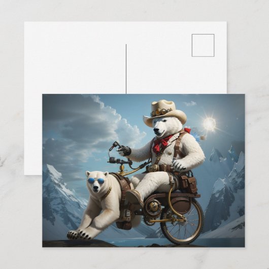 Polar beer rijden deel dierenfiets briefkaart (Voorkant / Achterkant)