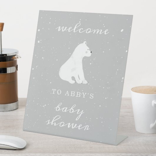 Polar Beer Sneeuwneutraal Baby shower Welkom Reclamebord Met Voetstuk (Insitu)