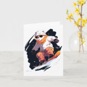 Polar Beer Snowboard Snowboarder Wint Kaart (Gele Bloem)