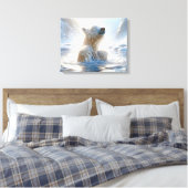 Polar Beer spatten in Arctisch water Canvas Afdruk (Insitu (Slaapkamer))