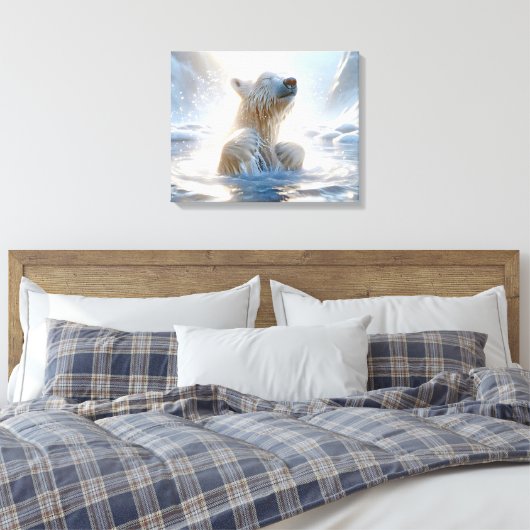 Polar Beer spatten in Arctisch water Canvas Afdruk (Insitu (Slaapkamer))