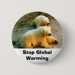 Polar Beer Stop Global Warming Button Pin
