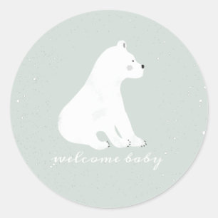 Polar Beer welp wintersneeuw blauw Baby shower Ronde Sticker