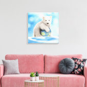 Polar Beer welp World Canvas Afdruk (Insitu (Woonkamer))