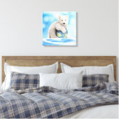 Polar Beer welp World Canvas Afdruk (Insitu (Slaapkamer))