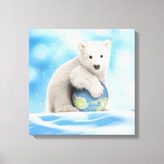 Polar Beer welp World Canvas Afdruk (Voorkant)