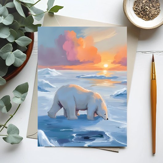 Polar Beer Winter Animal Painting Briefkaart