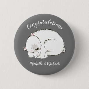 Polar Beer Winter Baby shower Ronde Button 5,7 Cm