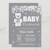 Polar Beer Winter Baby shower Snowflake Kaart (Voorkant / Achterkant)