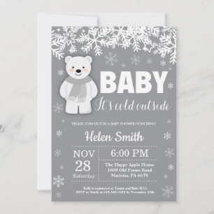 Polar Beer Winter Baby shower Snowflake Kaart
