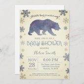 Polar Beer Winter Blue Boy Baby shower Snowflake Kaart (Voorkant / Achterkant)