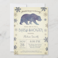 Polar Beer Winter Blue Boy Baby shower Snowflake