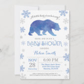 Polar Beer Winter Blue Boy Baby shower Snowflake Kaart (Voorkant)