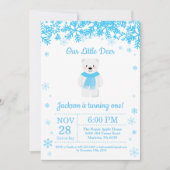 Polar Beer Winter Boy Verjaardagsuitnodiging Kaart (Voorkant)