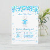 Polar Beer Winter Boy Verjaardagsuitnodiging Kaart (Staand voorkant)