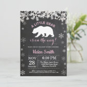 Polar Beer Winter Girl Baby shower Chalkboard Kaart (Staand voorkant)