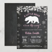Polar Beer Winter Girl Baby shower Chalkboard Kaart (Voorkant / Achterkant)
