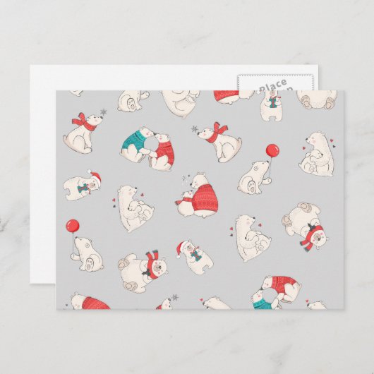 Polar Beer Winter Kerstvakantie Illustraties Feestdagenkaart (Voorkant / Achterkant)