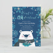 Polar Beer Winter Onederland Birthday Uitnodiging (Staand voorkant)